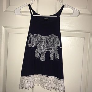 Navy blue/ white crop top